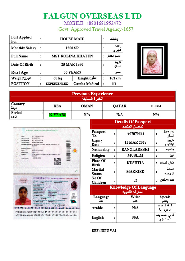 MST ROLINA KHATUN