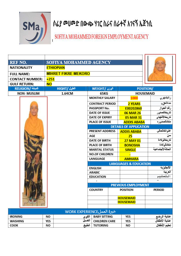 MIHRET FIKRE MEKORO