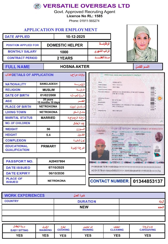 HOSNA AKTER MIJAN NETROKONA